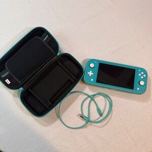 Nintendo Switch Lite Console Turquoise Excellent Orzly Case Skin Charger Bundle